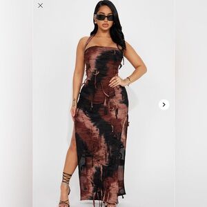 Elegant Brown and Black fashion nova women bodycon dress
